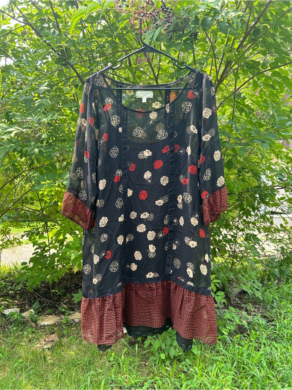 🎈Vintage Anthropologie Floral Mixed Print Silk Mini Dress 🐜